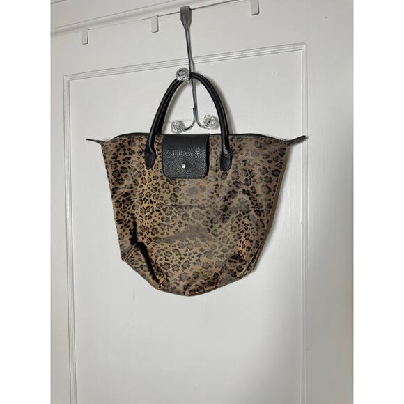 Chico's Women's Packable Foldable Travel Purse Animal Leopard Zip Top Tote Bag - Picture 1 of 7